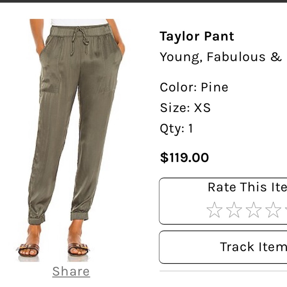 Taylor Pant
Young, Fabulous & Broke, from revolve, color “pine” green
